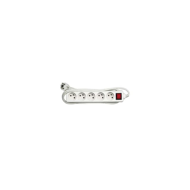 Síťový kabel 230V predlžovací, CEE7 (vidlica) - zásuvka 5x, 10m, VDE approved, biela, s vypínačom, DOPRADE 4