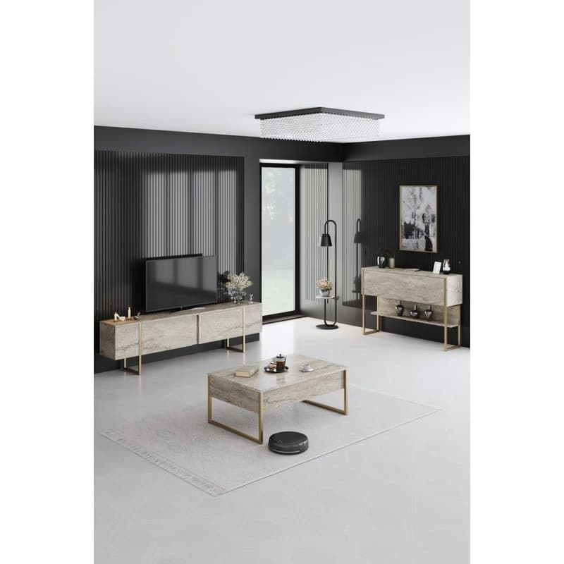 Living Room Furniture Set Luxe Set - Travertine, Gold 1