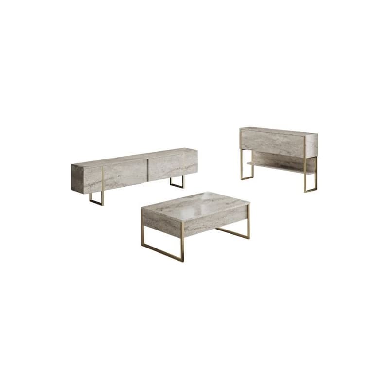Living Room Furniture Set Luxe Set - Travertine, Gold 2