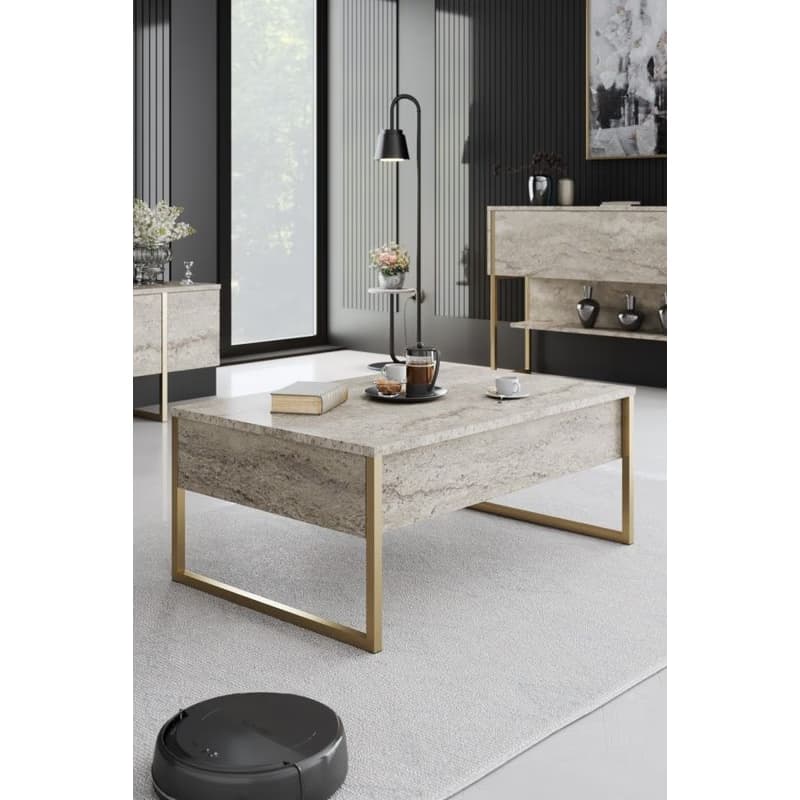 Living Room Furniture Set Luxe Set - Travertine, Gold 6