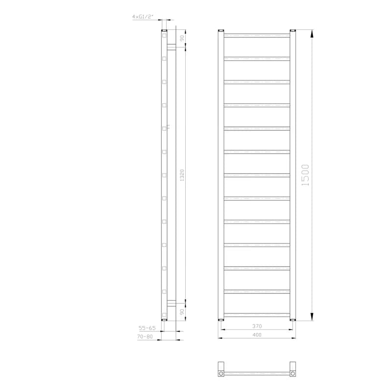SAPHO - METRO LIGHT vykurovacie teleso 400x1500 biela IR447T 2