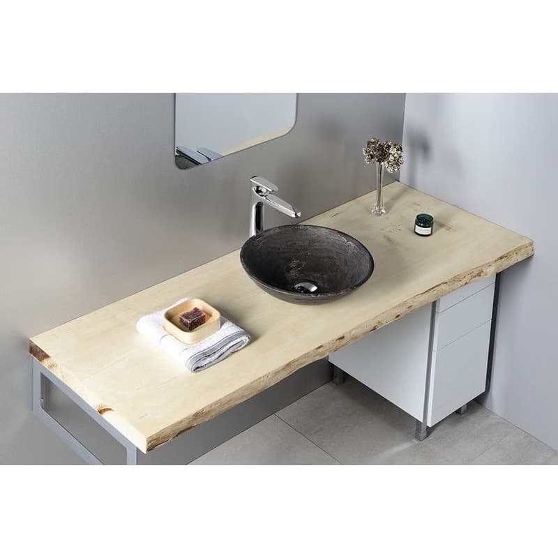 SAPHO - BLOK 1 kamenné umývadlo priemer 40cm, matný tmavý kameň 2401-02 2