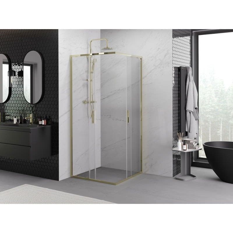 MEXEN - Exo štvorcový posuvný sprchovací kút 80 x 80, transparent, zlato 8111-080-080-50-00 6