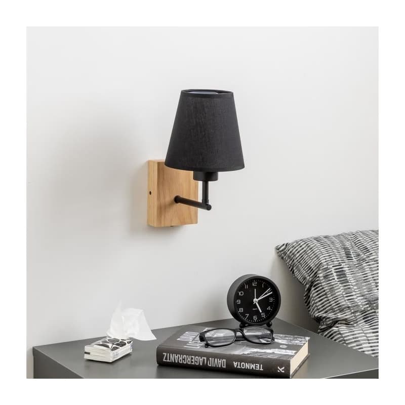 Brilagi - Nástenná lampa NUBILA WOOD 1xE27/25W/230V dub/čierna BG1561+BG1568