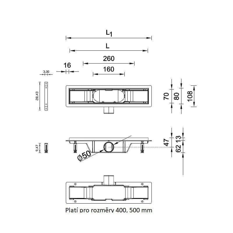HOPA - Odtokový žľab Standardline MEDIUM - Dĺžka - 100 OLPZLABST99 6
