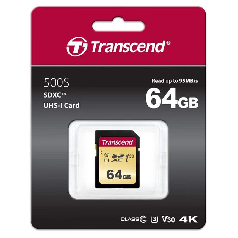 TRANSCEND SDXC karta 64GB 500S, UHS-I U3 V30 (R:95/W:60 MB/s) 2