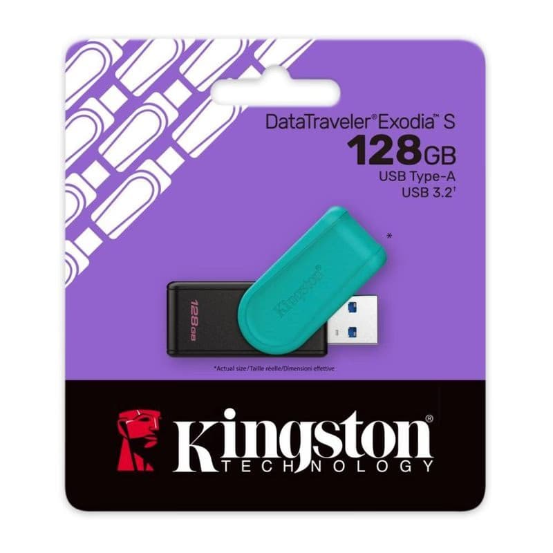 Kingston Flash Disk 128GB USB3.2 Gen 1 DataTraveler Exodia S (Black + Turquoise) 3