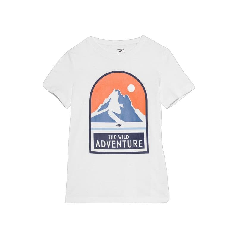 Chlapčenské turistické tričko s krátkym rukávom 4F JUNIOR TSHIRT-4FJWSS24TTSHM1132-10S-WHITE 3