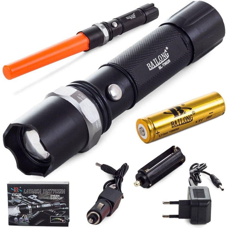 Baterka Bailong BL-8626, LED typu CREE XPE + výstražná násada 1