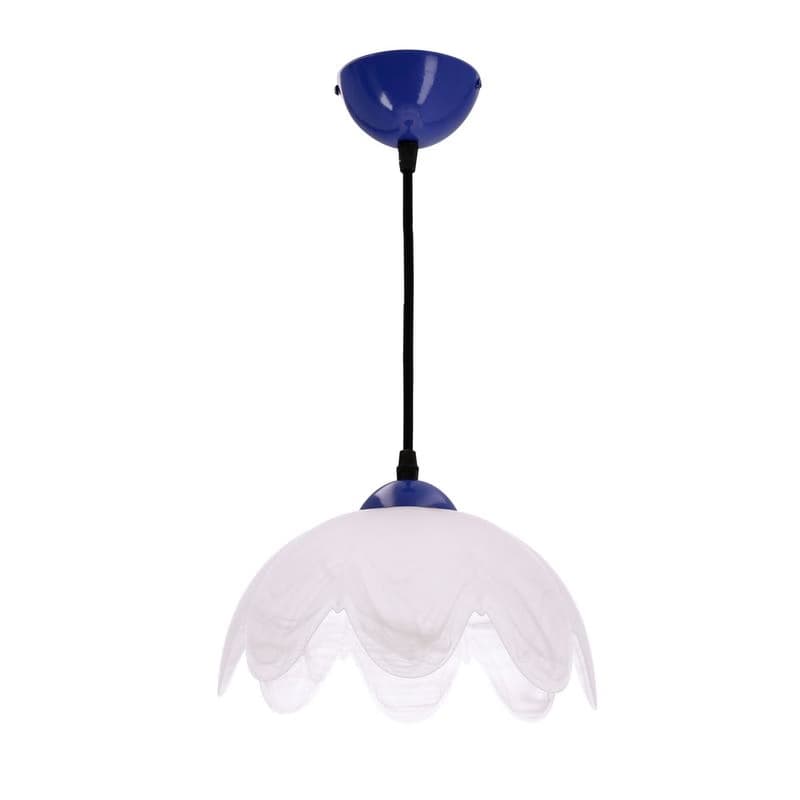Závesná lampa COLORI chrpa modrá 1x60W E27 s bielym tienidlom, moderné svietidlo do obývačky, spálne, kuchyne, jedálne a interiéru domácnosti. 1