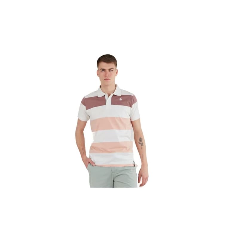 Pánske polo tričko s krátkym rukávom FUNDANGO Incognito Stripe Poloshirt-311-powder stripe