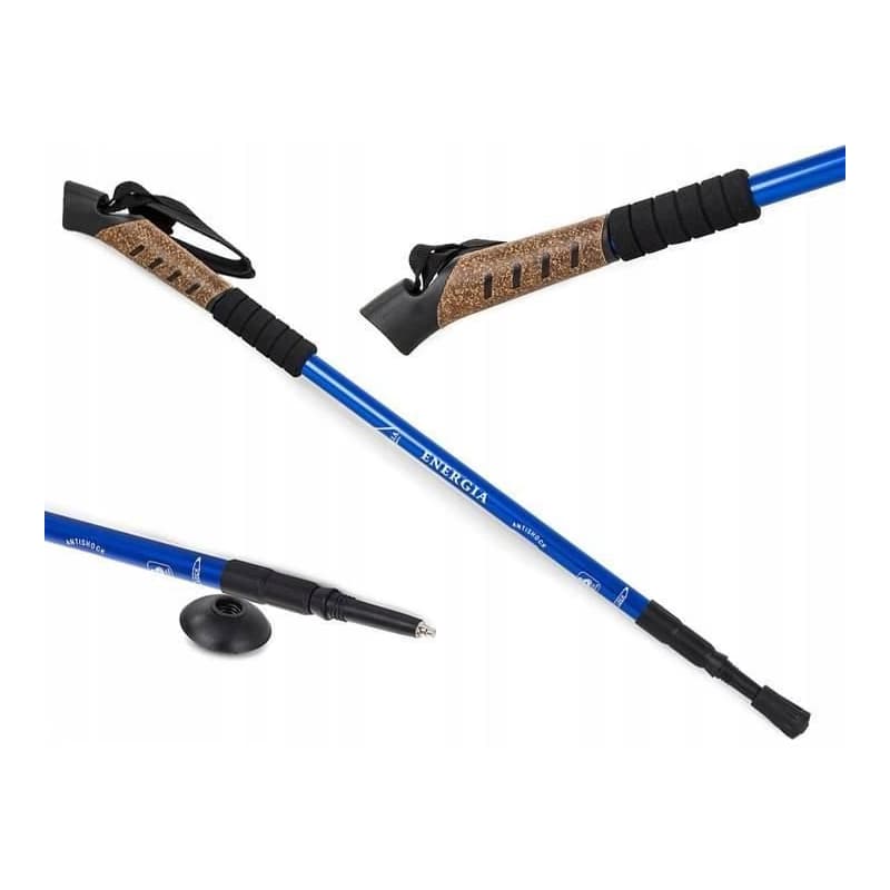 Trekingové palice Nordic Walking s korkovou rukoväťou, 135 cm, 2 ks, Modrá 5