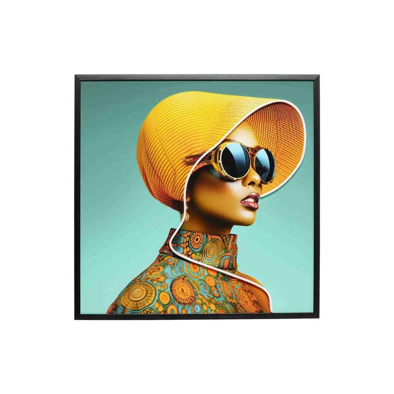 Sun Hat Woman LED obraz žltý 80x80 cm 1