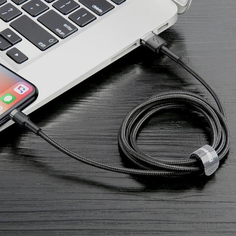 Baseus Cafule nabíjací / dátový kábel USB na Lightning 2, 4A 0, 5m, šedá-čierna 3
