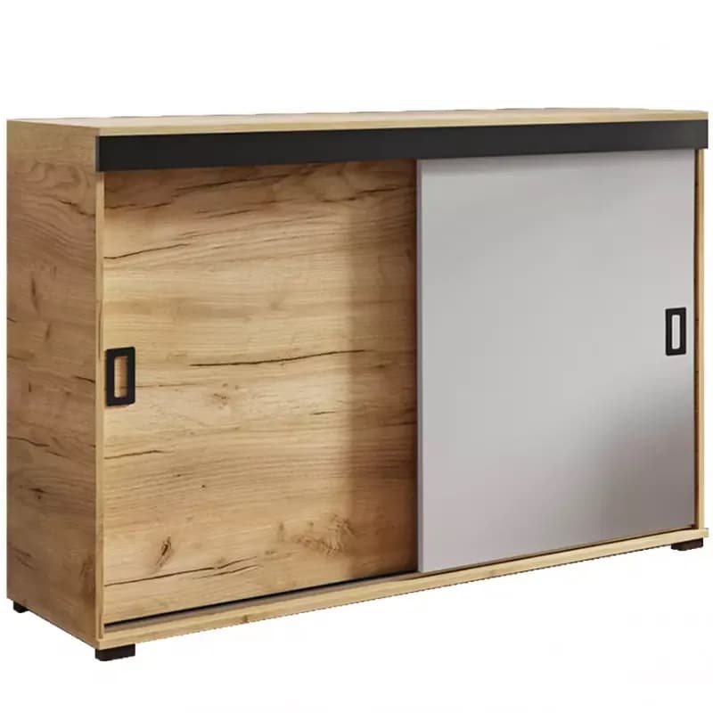 Komoda Retro 140 Craft/Biely + Čierna Rukoväte 1
