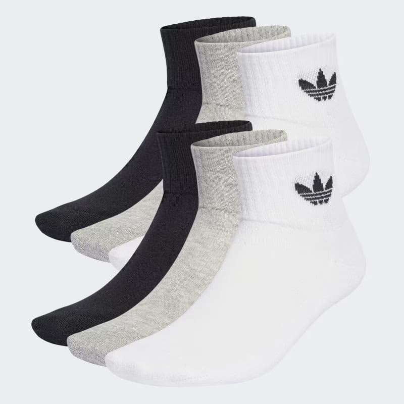 Ponožky ADIDAS ORIGINALS 6 PACK-MID ANKLE SCK-BLACK WHITE GREY 2