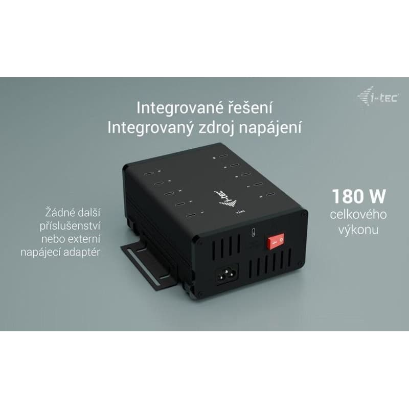 I-tec USB-C/USB-A Metal Charging + Data HUB, 15W per port, 10x USB-C, 180W