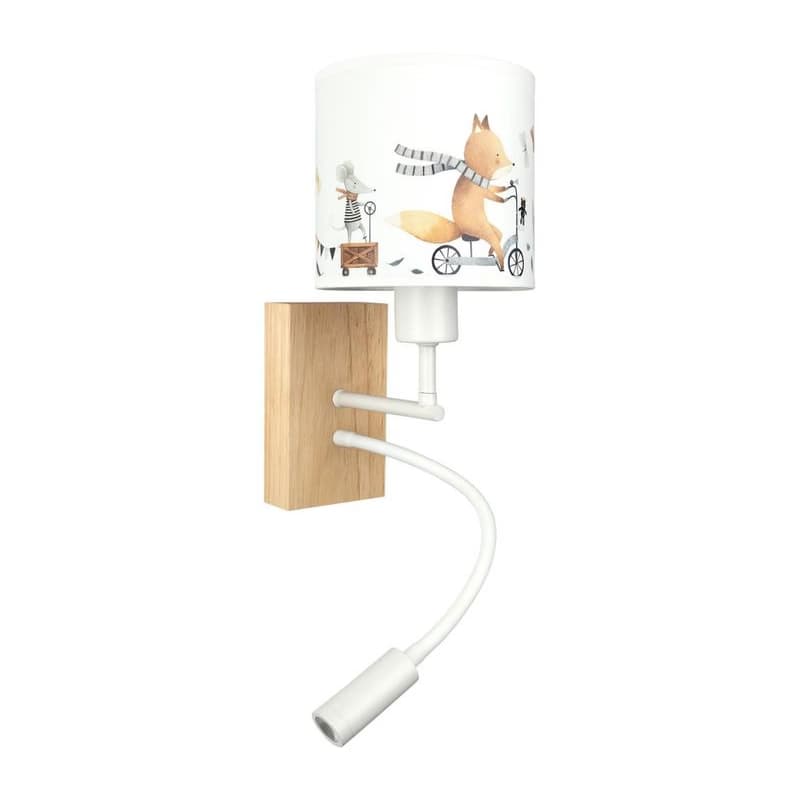 Brilagi - flexibilná LED lampa BOBO WOOD 1xE27/25W/230V + LED/3W dub/biela/zvieratká BG1565+BG5578