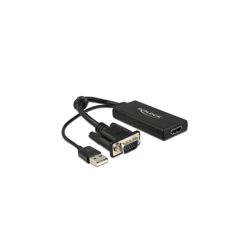 Delock adaptér VGA na HDMI s audio čierny 1