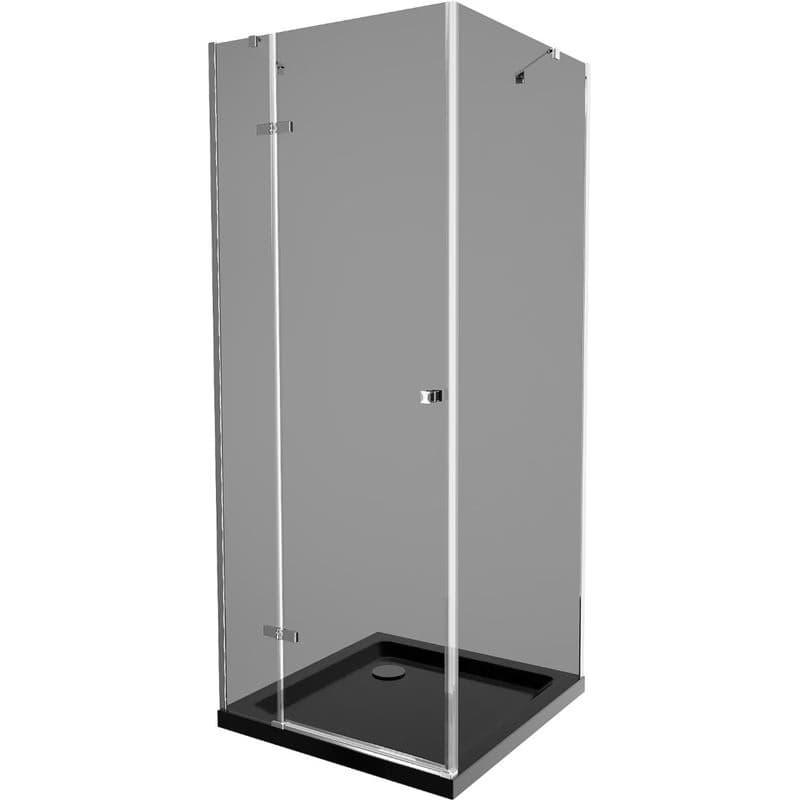 MEXEN/S - Roma sprchovací kút 90x90, grafit, chróm + čierna vanička so sifónom 854-090-090-01-40-4070