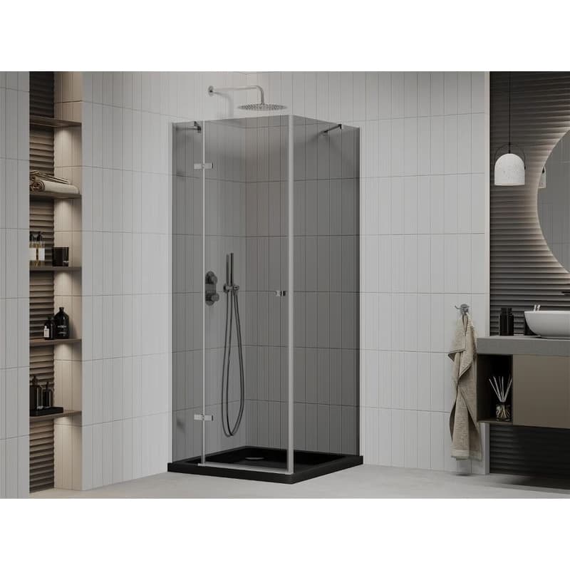 MEXEN/S - Roma sprchovací kút 90x90, grafit, chróm + čierna vanička so sifónom 854-090-090-01-40-4070 2