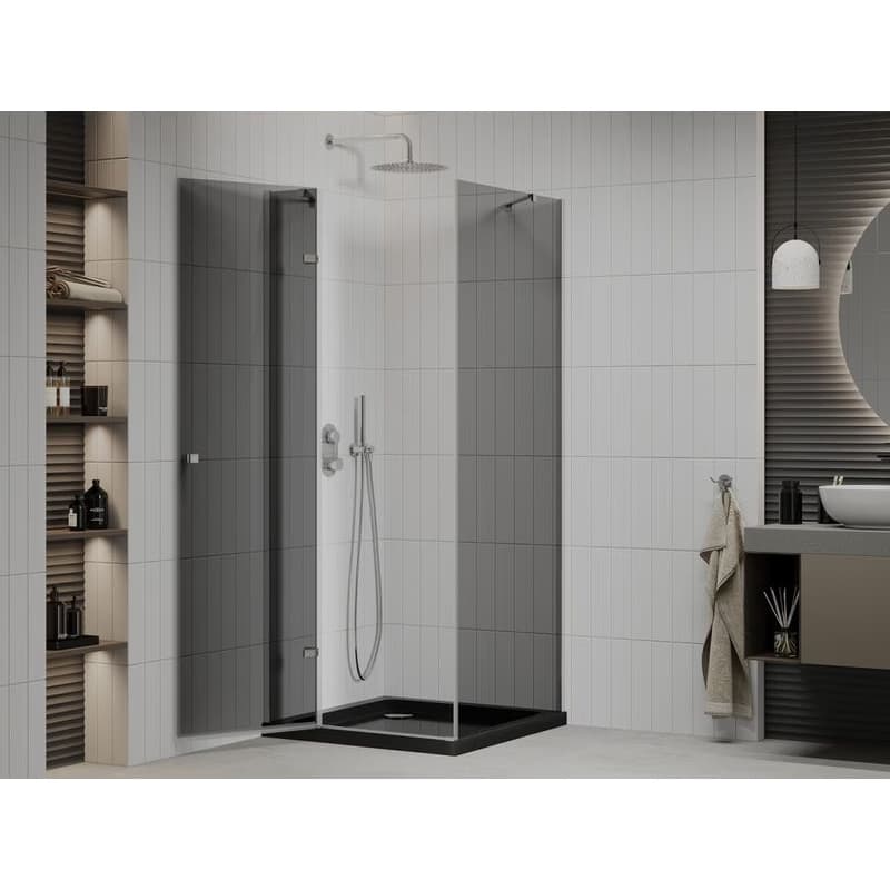 MEXEN/S - Roma sprchovací kút 90x90, grafit, chróm + čierna vanička so sifónom 854-090-090-01-40-4070 3