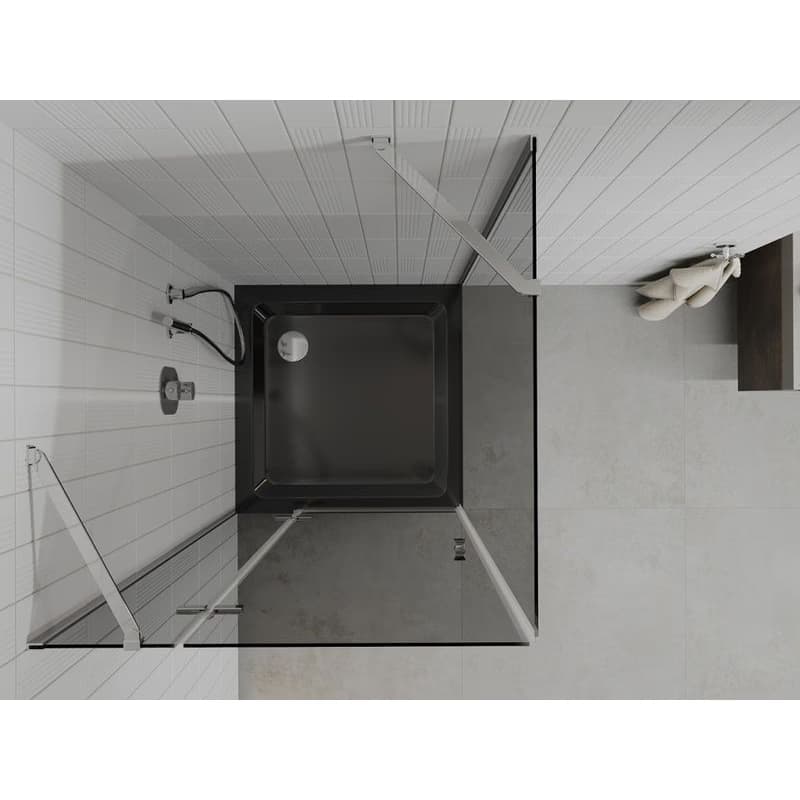 MEXEN/S - Roma sprchovací kút 90x90, grafit, chróm + čierna vanička so sifónom 854-090-090-01-40-4070 6