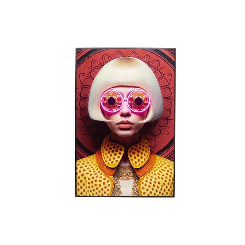 LED Fancy Blonde Lady obraz v ráme 75x55 cm