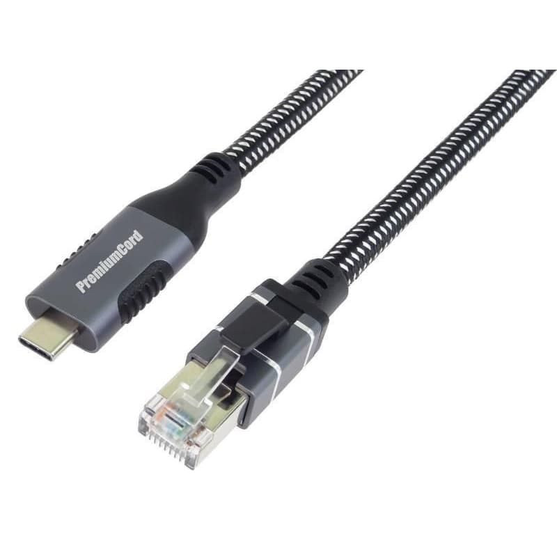 PremiumCord Ethernetový kábel USB-C na LAN RJ45 10/100/1000, 2m