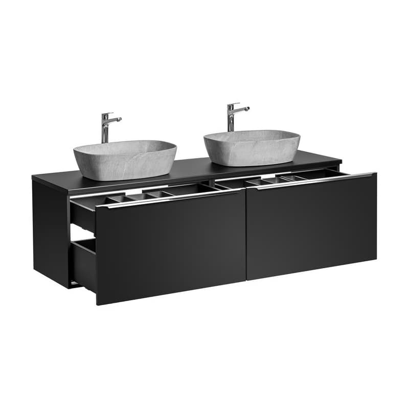 ArtCom Kúpeľňová skrinka s umývadlom a doskou SANTA FE Black DU160/1 | 160 cm 4