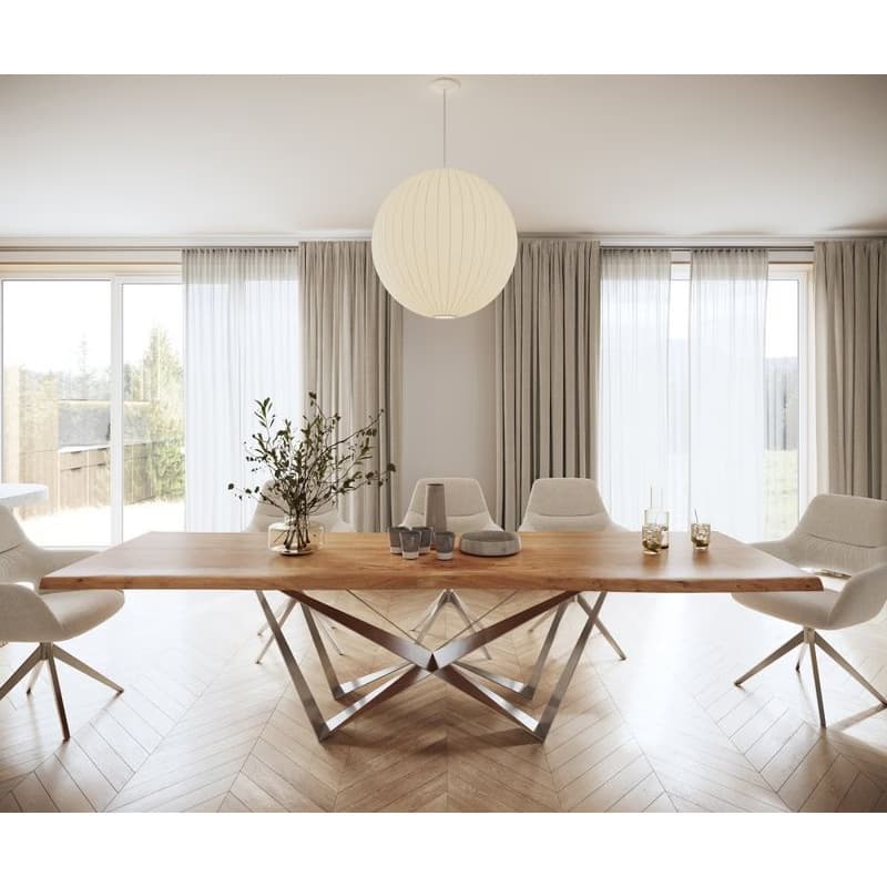 Jedálenský stôl Edge 300x100 XL akácia prírodná Spider plochá oceľ 2