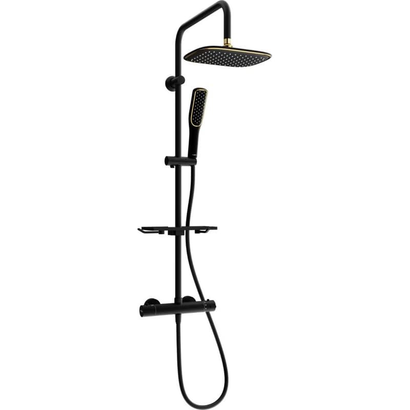 MEXEN/S - KT49 sprchový stĺp s termostatickou batériou, čierna / zlato 771504993-75