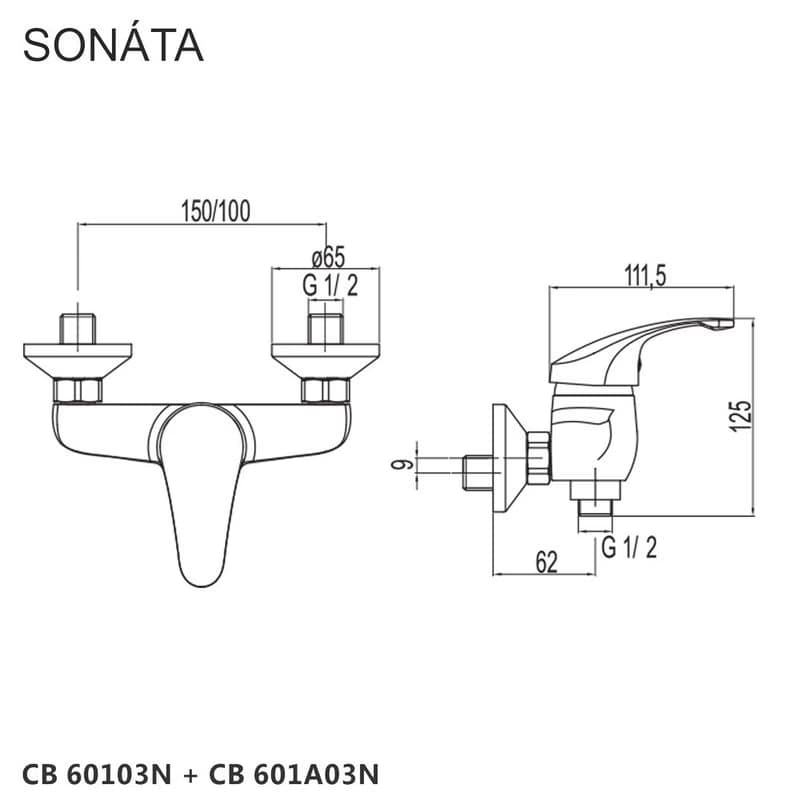 Mereo Sprchová súprava Sonáta a sprchová batéria Sonáta 150 mm CB609 5