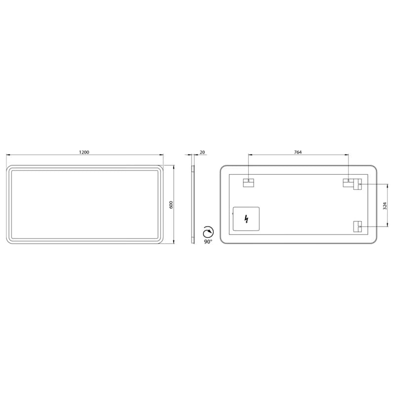 SAPHO - Zrkadlo NYX s LED osvetlením 120x60cm NY120 4