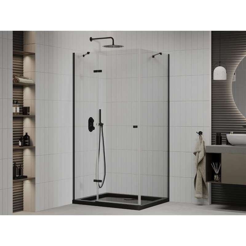 MEXEN/S - Roma sprchovací kút 100x80, transparent, čierna + čierna vanička so sifónom 854-100-080-70-00-4070B 2