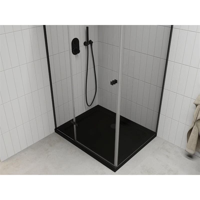 MEXEN/S - Roma sprchovací kút 100x80, transparent, čierna + čierna vanička so sifónom 854-100-080-70-00-4070B 4