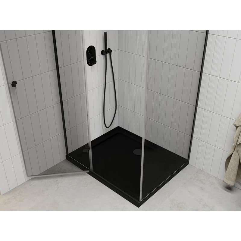 MEXEN/S - Roma sprchovací kút 100x80, transparent, čierna + čierna vanička so sifónom 854-100-080-70-00-4070B 5