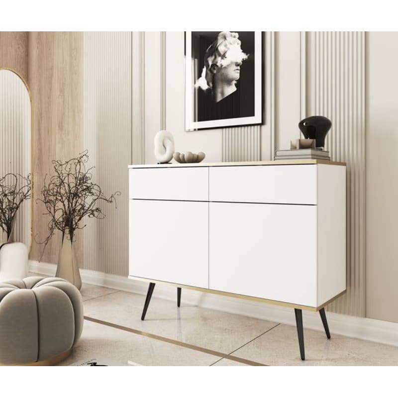 ArtPS Komoda BIJOU KSZ-107 | biela / čierne nohy 3