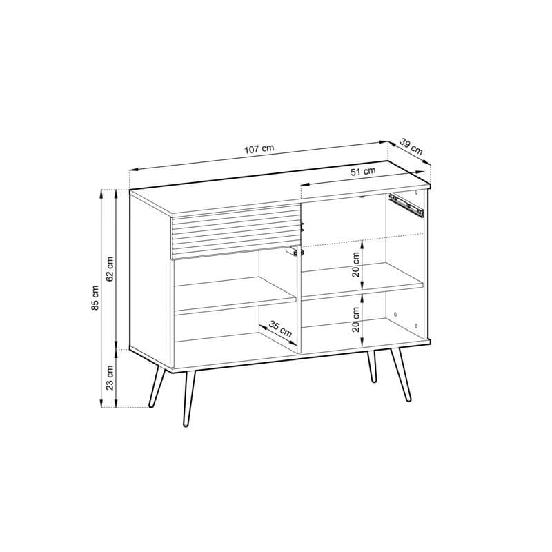 ArtPS Komoda BIJOU KSZ-107 | biela / čierne nohy 5