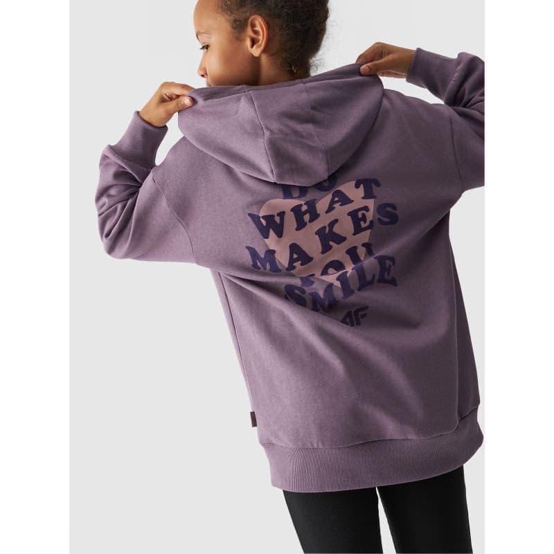 Dievčenská mikina s kapucňou 4F JUNIOR SWEATSHIRT-JWAW24TSWSF1218-51S-VIOLET 4