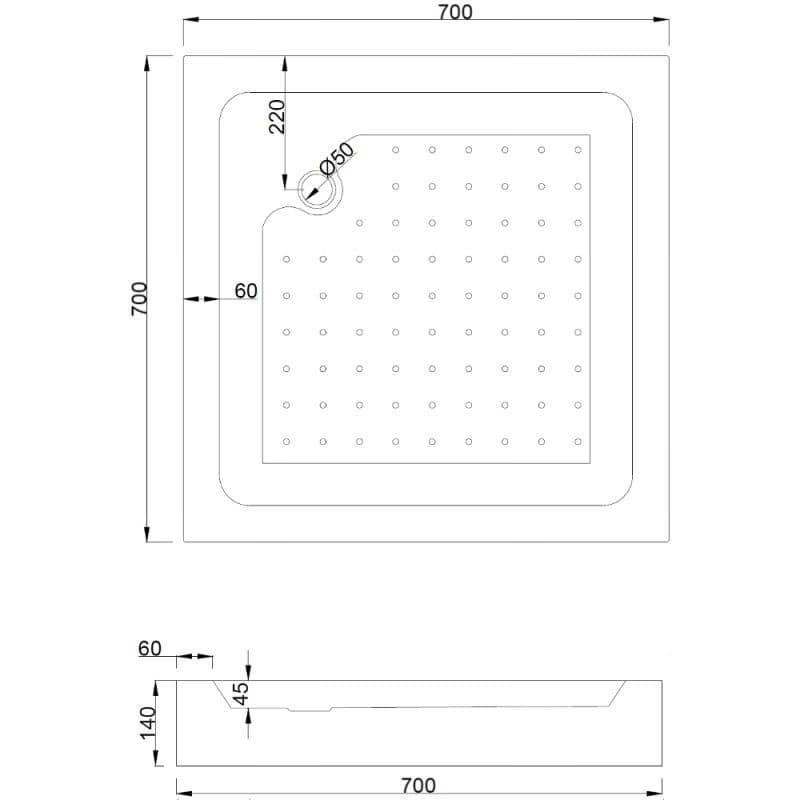 MEXEN - Sprchová vanička štvorcová 70x70, biela 45107070 5