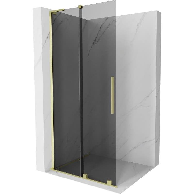 MEXEN/S - Velar L Sprchová zástena posuvná Walk-in 110 x 200, grafit 8 mm, zlato kefovaná 871-110-003-43-55