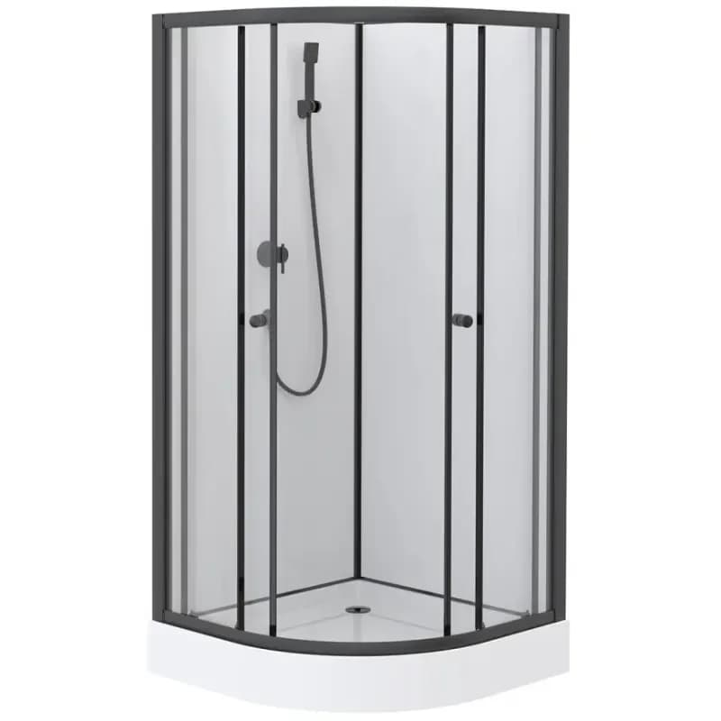 Sprchový box štvrťkruhový Elize 90x90x200 čierny 1
