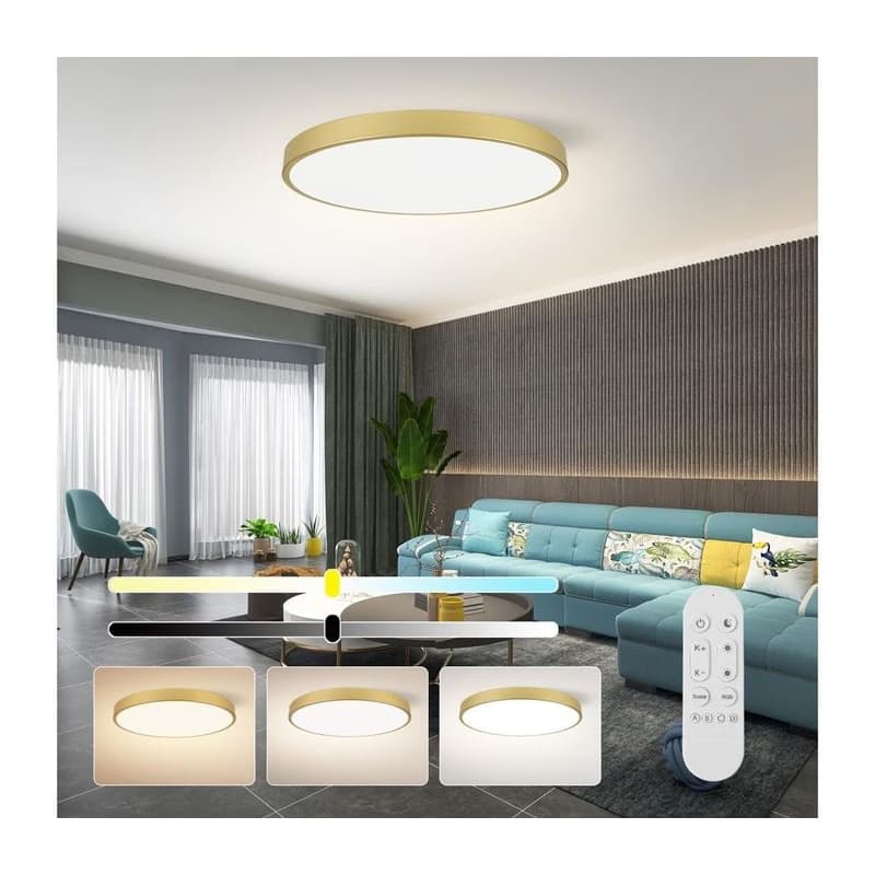 NEO 07311L-LED Stmievateľné stropné svietidlo SEMPLICI 96W/230V priemer 80 cm Wi-Fi Tuya zlaté + diaľkové ovládanie 07311L