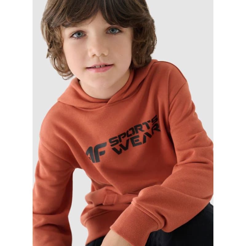 Chlapčenská mikina s kapucňou 4F JUNIOR SWEATSHIRT-JWAW24TSWSM1223-64S-SALMON CORAL 2