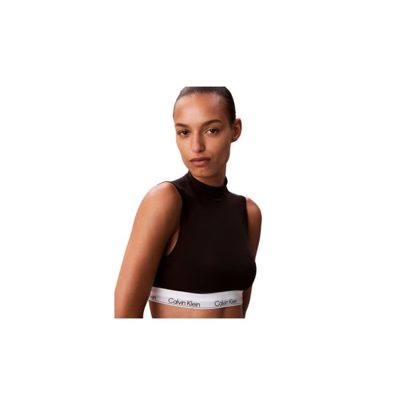 Dámsky top s podprsenkou CALVIN KLEIN Lightly Lined Mockneck Bralette Icon Cotton Modal black