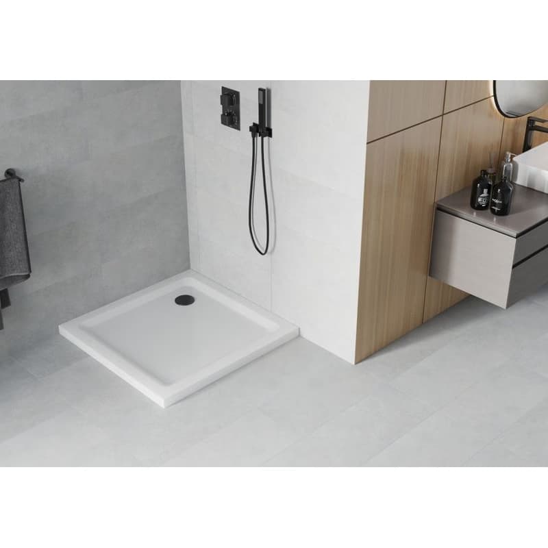 MEXEN/S - Flat sprchová vanička štvorcová slim 70 x 70, biela + čierny sifón 40107070B 4