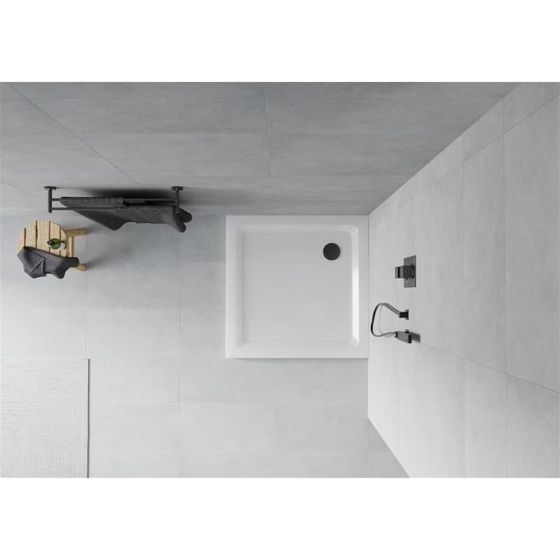 MEXEN/S - Flat sprchová vanička štvorcová slim 70 x 70, biela + čierny sifón 40107070B 5