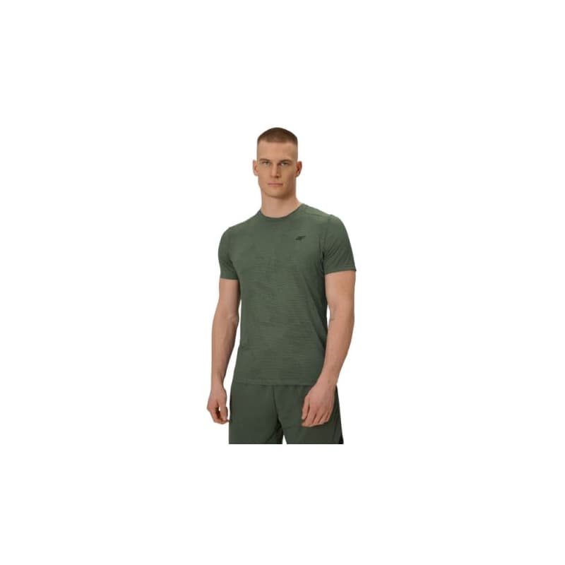 Pánske bežecké tričko s krátkym rukávom 4F TSHIRT FNK M1778-43A-KHAKI ALLOVER 1