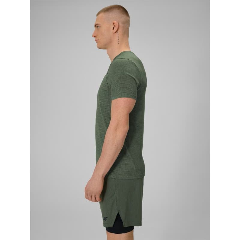 Pánske bežecké tričko s krátkym rukávom 4F TSHIRT FNK M1778-43A-KHAKI ALLOVER 3